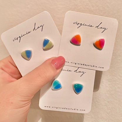Faux Ceramic Trillion Post Earrings