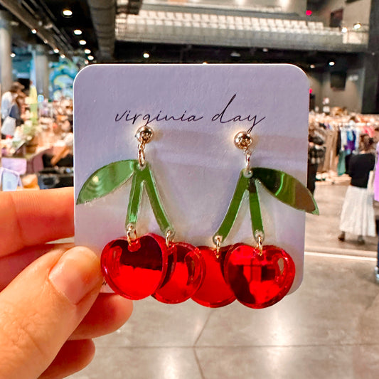 cherry bomb handmade acrylic earrings