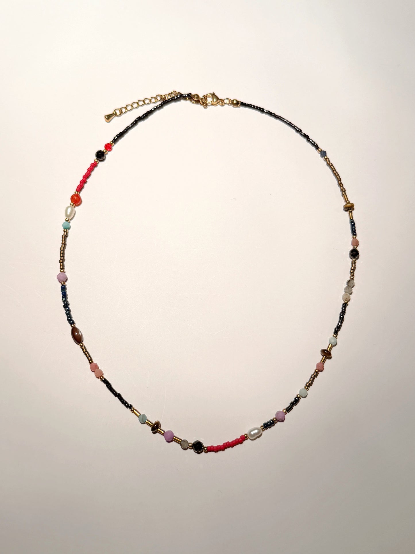 Beaded Dainty Necklace with Freshwater Pearl