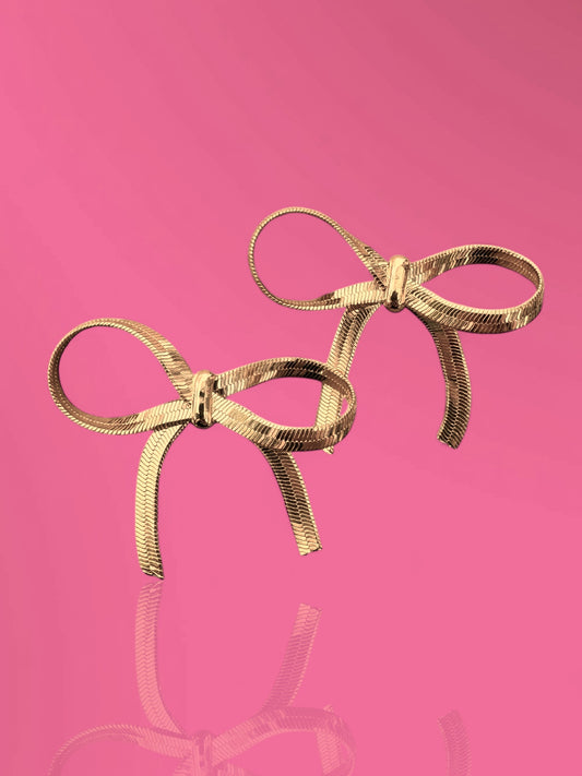 Gold & Silver Chain Bow Earrings