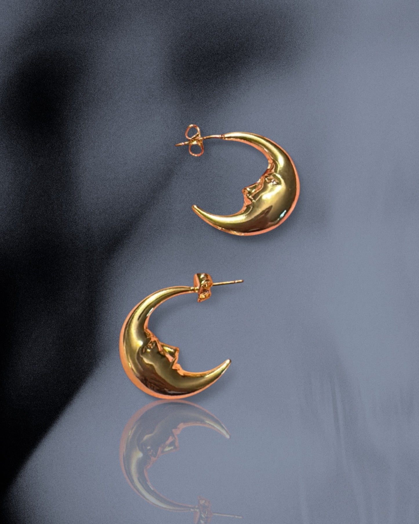 GOLD MOONBEAM HOOP EARRINGS