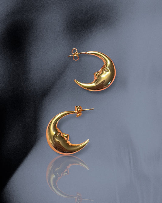 GOLD MOONBEAM HOOP EARRINGS