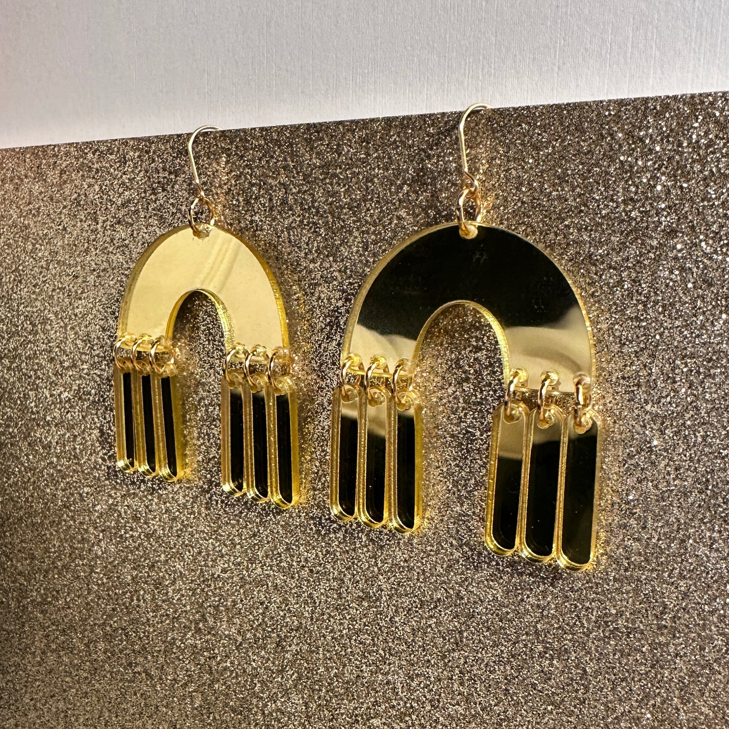 mad planet mirrored gold arches handmade earrings