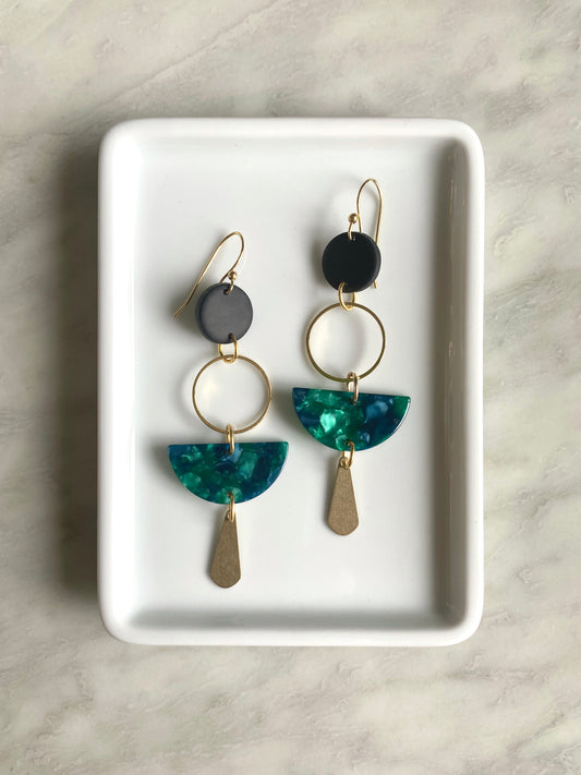 fiona handmade earrings in emerald