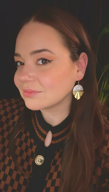 girl wearing daphne deco handmade earrings